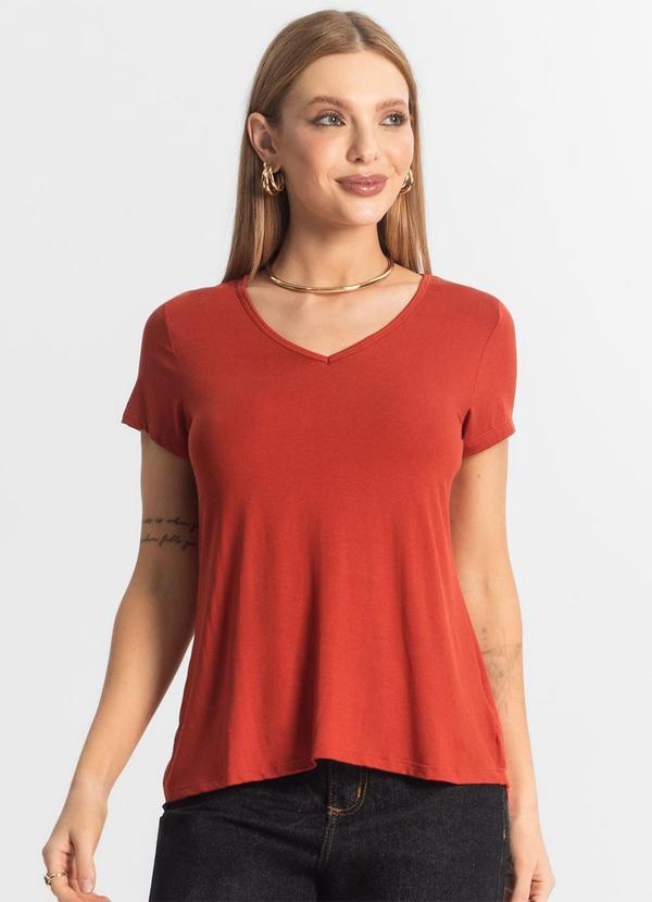 Vista 2 Blusa Feminina Básica Laranja Select Select
