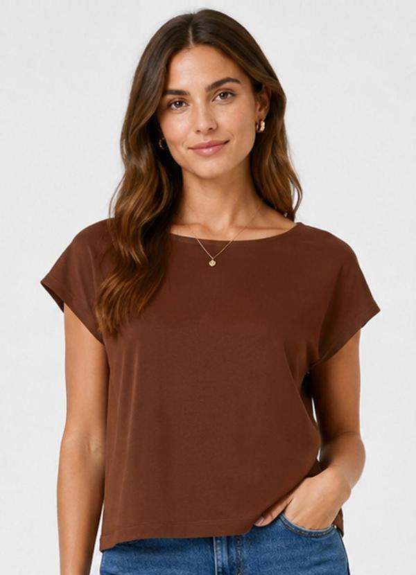 Blusa Feminina Básica Manga Ampla Marrom