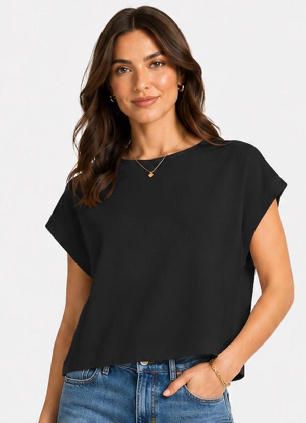Blusa Feminina Básica Manga Ampla Preto