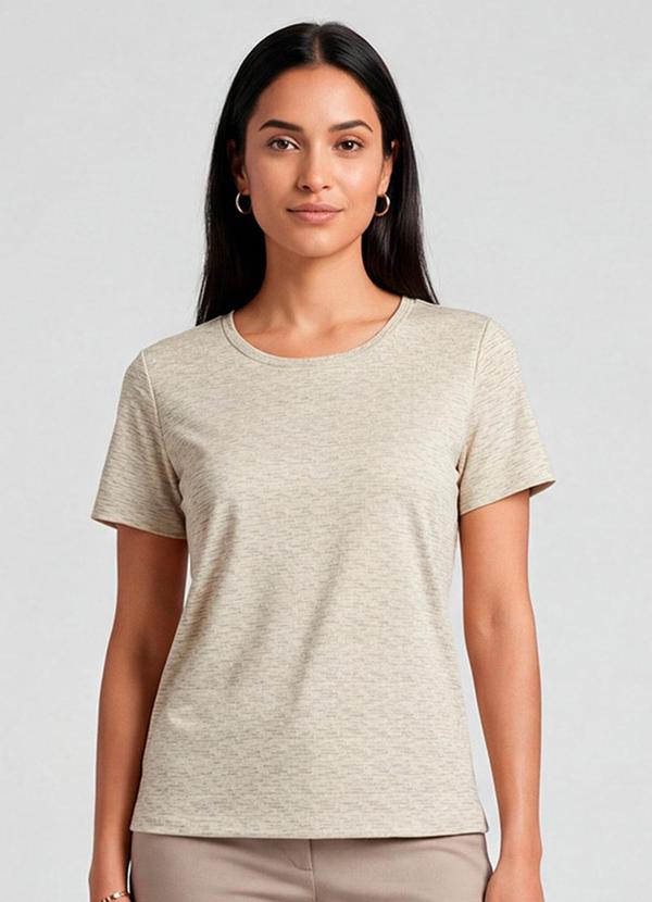 Blusa Feminina Básica Manga Curta Bege