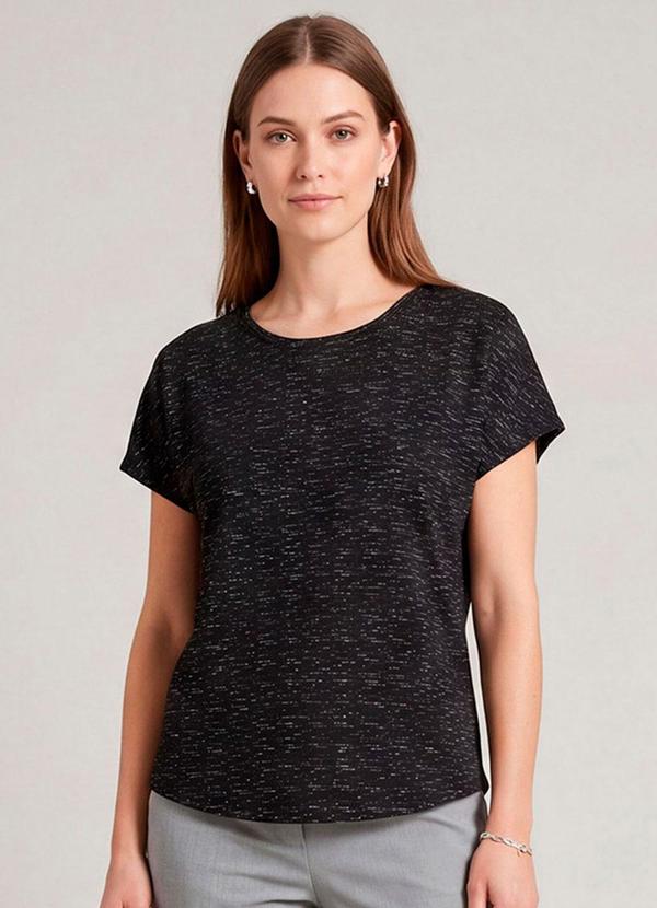 Blusa Feminina Básica Manga Curta Preto