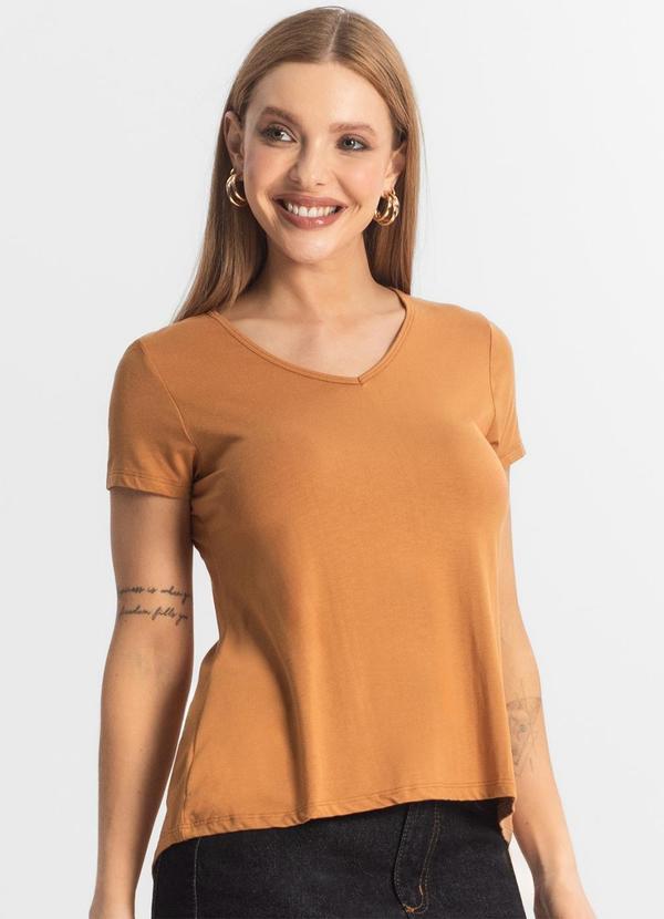 Vista 2 Blusa Feminina Básica Marrom Select Select