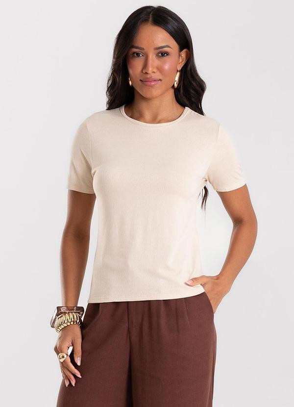 Blusa Feminina Básica Visco Maquinetada Bege