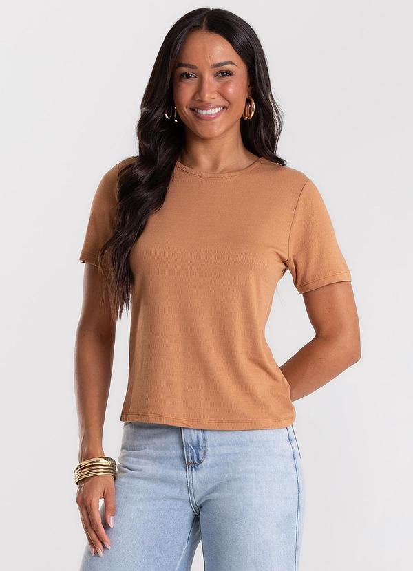Blusa Feminina Básica Visco Maquinetada Marrom