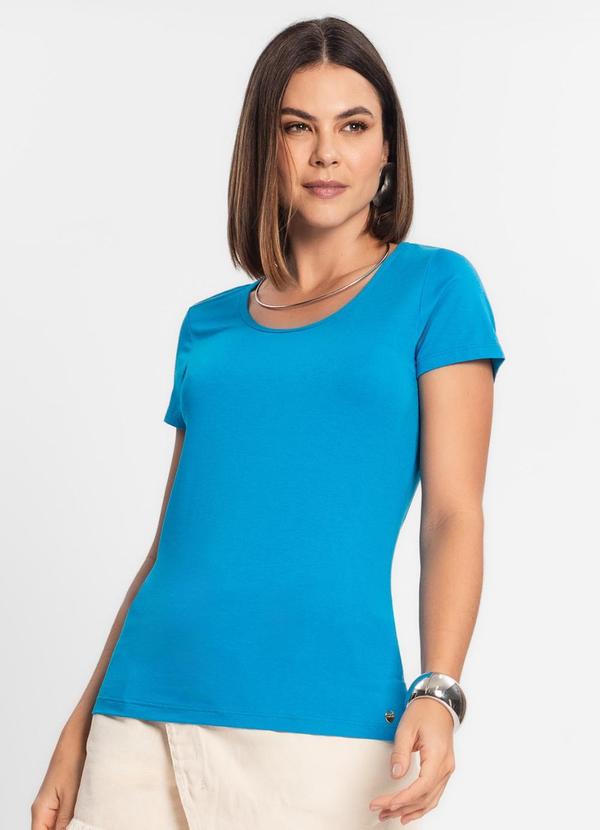 Blusa Feminina Básica Visco Tricot Azul