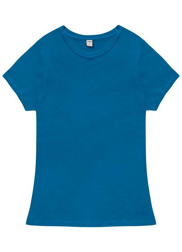 Vista 2 Blusa Feminina Básica Visco Tricot Azul Rovitex Rovitex