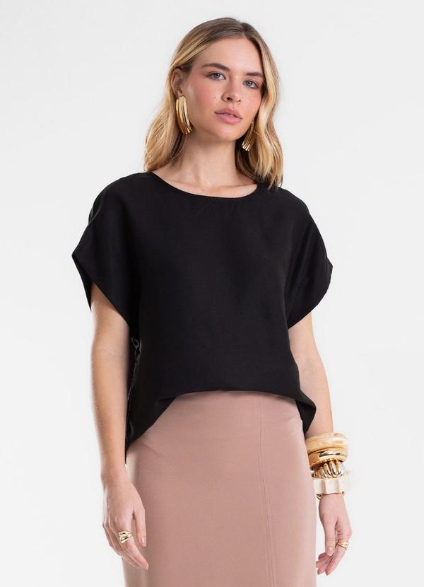 Blusa Feminina Box em Sarja Lisa Preto