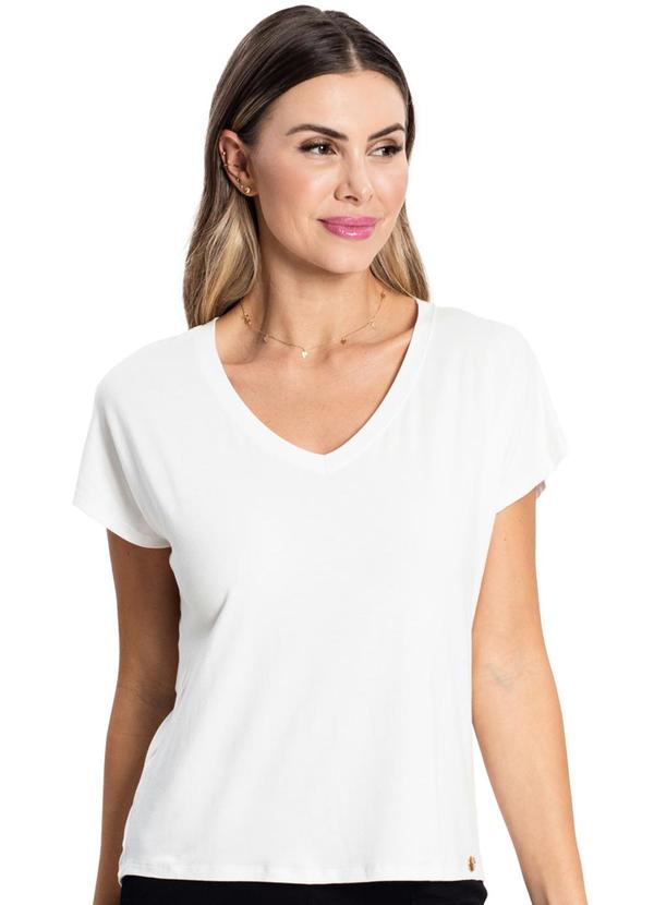 Vista 2 Blusa Feminina Branco Rovitex Rovitex