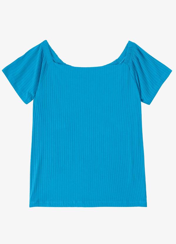 Vista 2 Blusa Feminina Canelada Azul INFINITA COR INFINITA COR