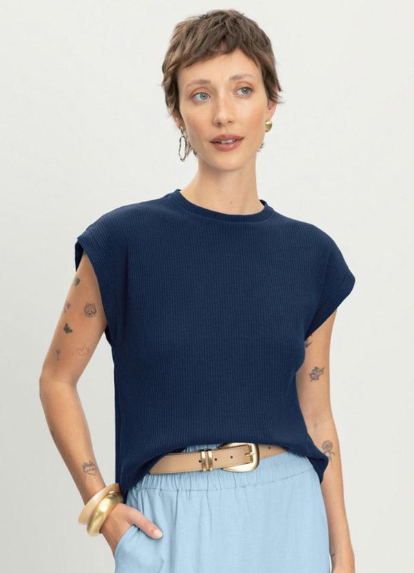 Blusa Feminina Canelada Azul