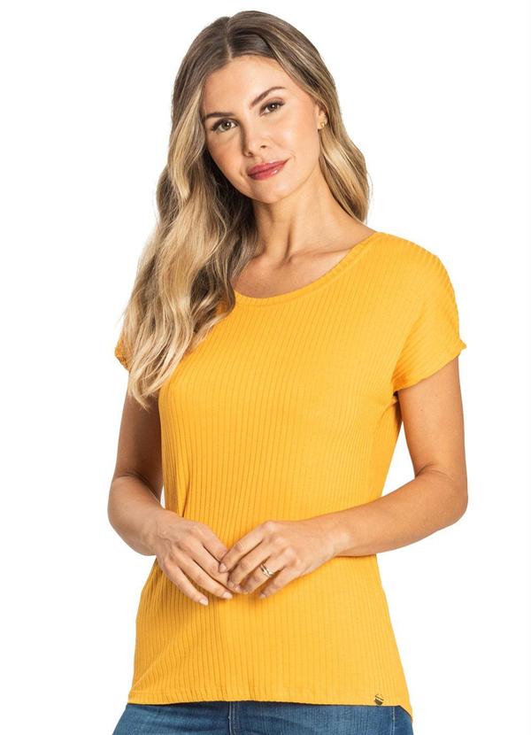Vista 2 Blusa Feminina Canelada Básica Amarelo Rovitex Rovitex