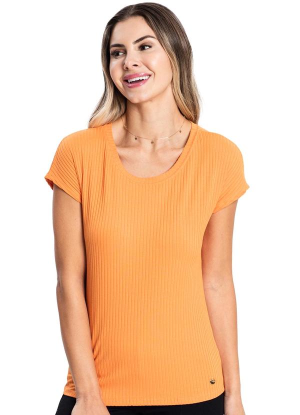 Vista 2 Blusa Feminina Canelada Básica Laranja Rovitex Rovitex