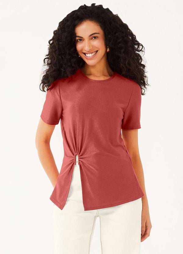 Blusa Feminina Canelada com Abertura Laranja