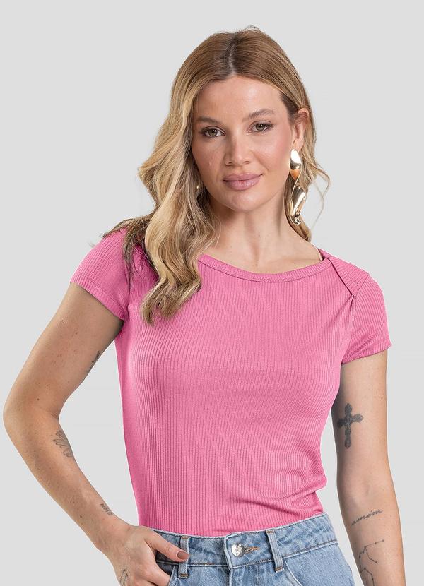 Vista 2 Blusa Feminina Canelada Rosa Dianna Dianna