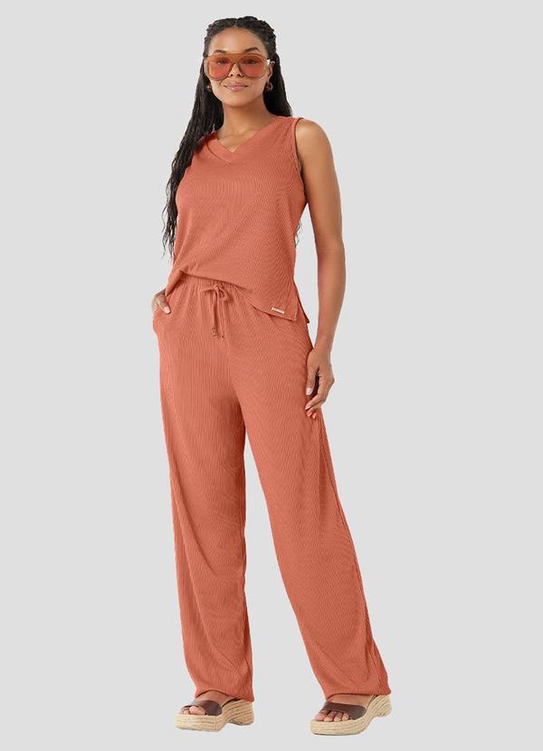 Blusa Feminina Canelado Relevo Laranja