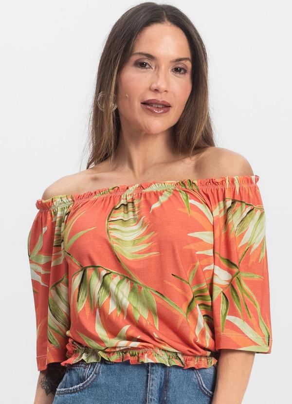 Vista 2 Blusa Feminina Ciganinha Laranja INFINITA COR INFINITA COR