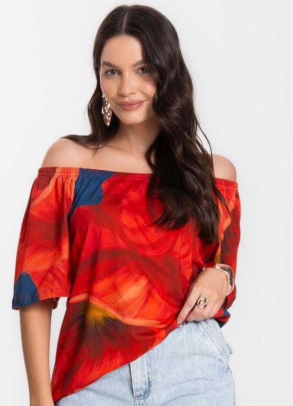 Vista 2 Blusa Feminina Ciganinha Vermelho INFINITA COR INFINITA COR