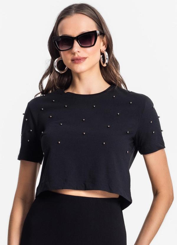 Blusa Feminina com Aplicação Preto