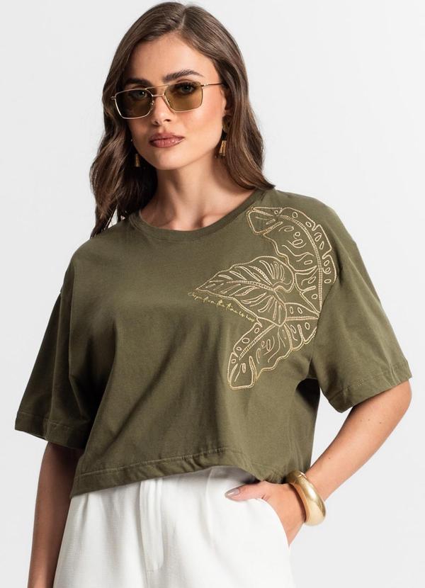 Blusa Feminina com Bordado Verde