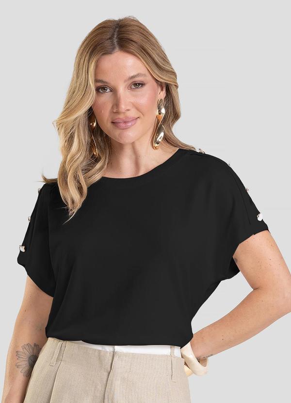 Blusa Feminina com Botões Preto