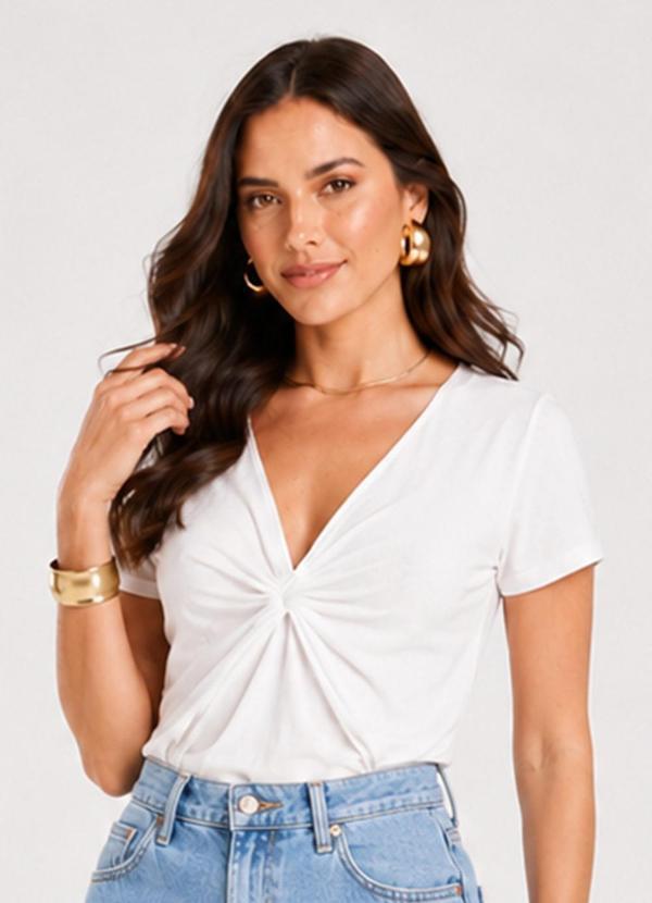 Blusa Feminina com Decote em V Branco