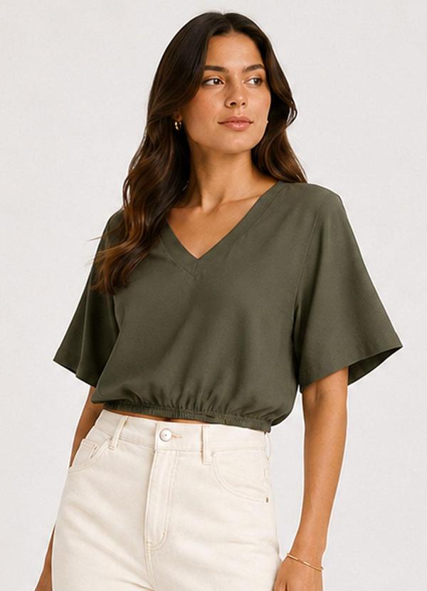 Blusa Feminina com Decote em V Verde
