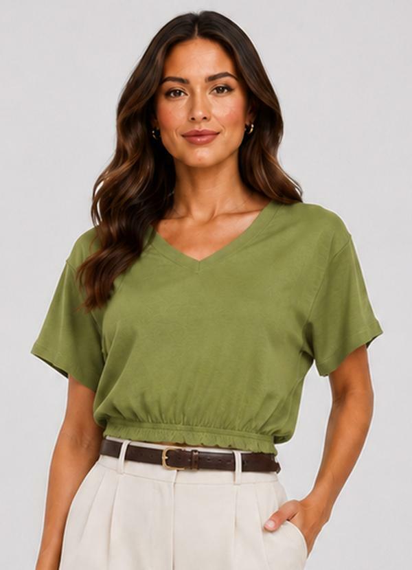 Blusa Feminina com Decote em V Verde