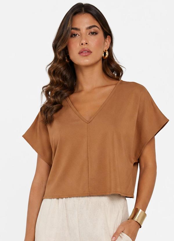 Blusa Feminina com Devote em V Bege