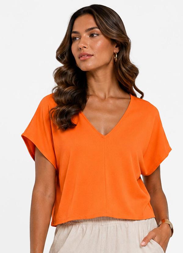 Blusa Feminina com Devote em V Laranja