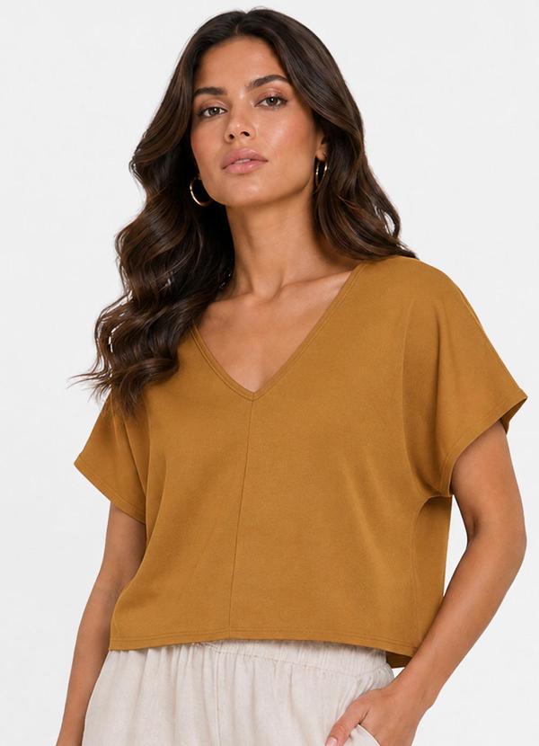 Blusa Feminina com Devote em V Marrom