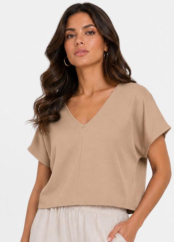 Blusa Feminina com Devote em V Marrom