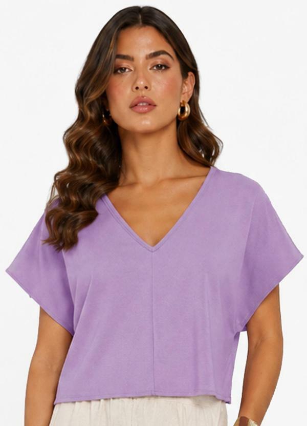 Blusa Feminina com Devote em V Roxo