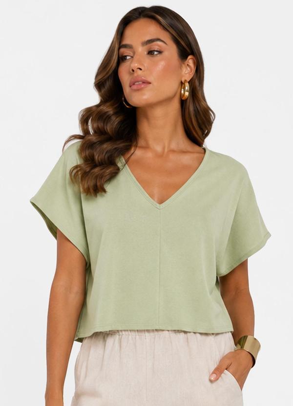 Blusa Feminina com Devote em V Verde