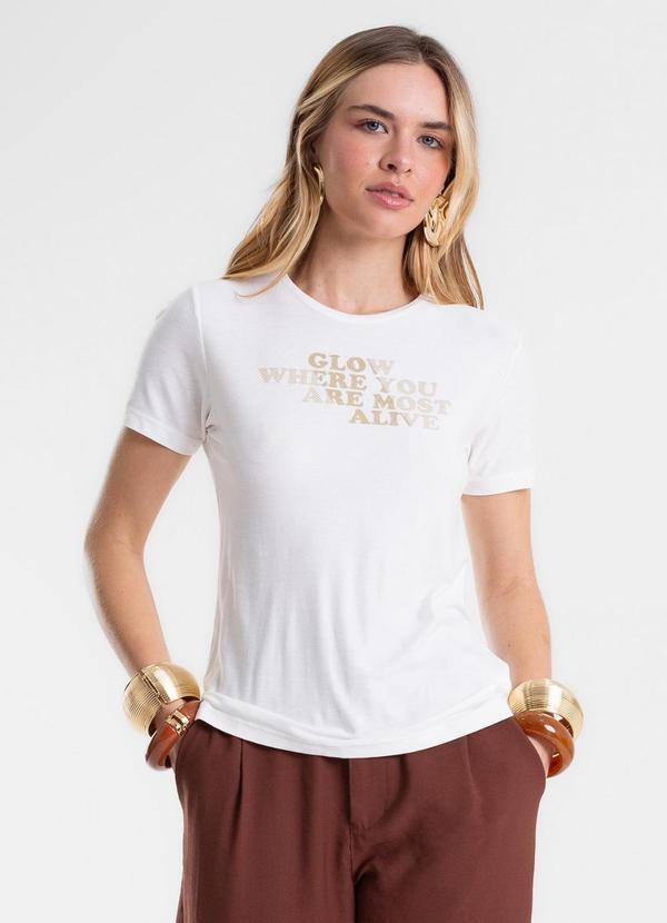 Blusa Feminina com Estampa em Foil Viscose Bege