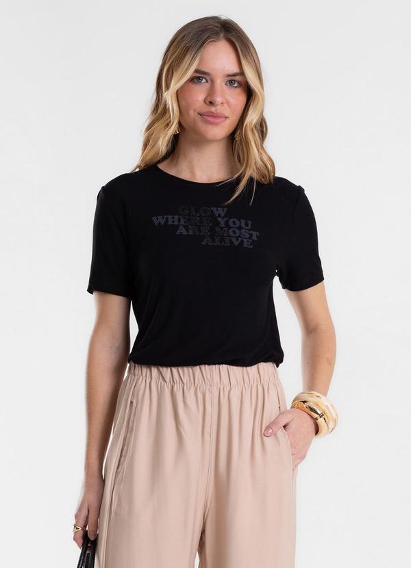 Blusa Feminina com Estampa em Foil Viscose Preto