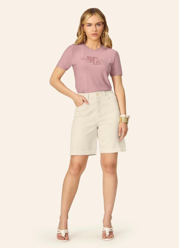 Blusa Feminina com Estampa em Foil Viscose Rosa