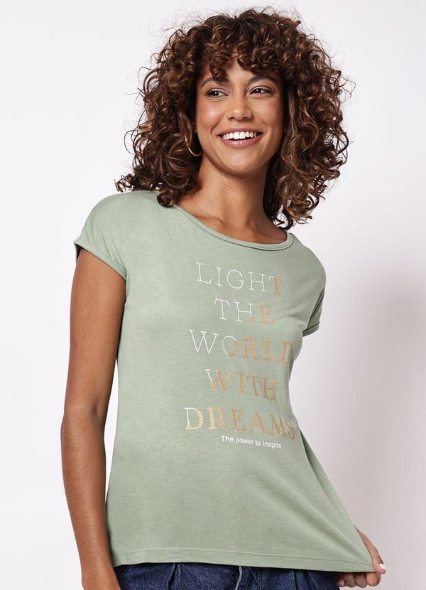 Blusa Feminina com Estampa Manga Curta Verde