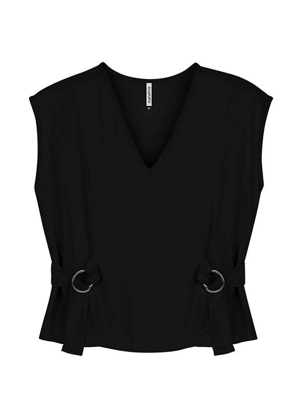 Vista 2 Blusa Feminina com Fivela Preto Marialícia Marialícia
