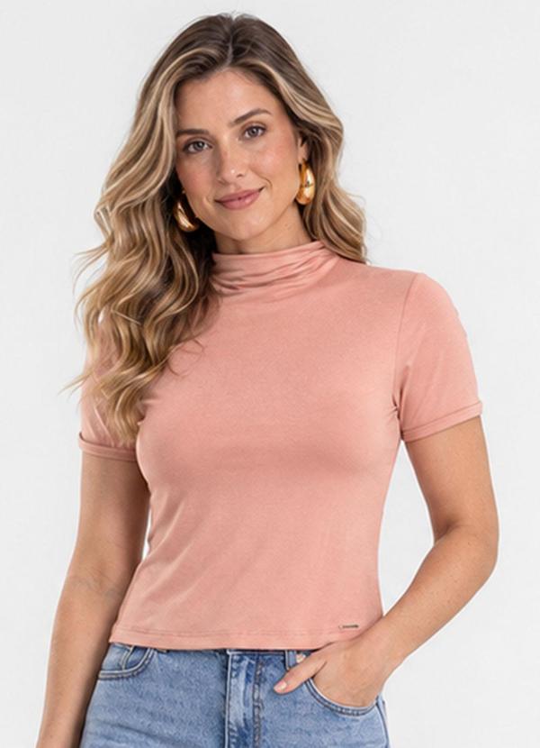 Blusa Feminina com Gola em Viscotorcion Rosa