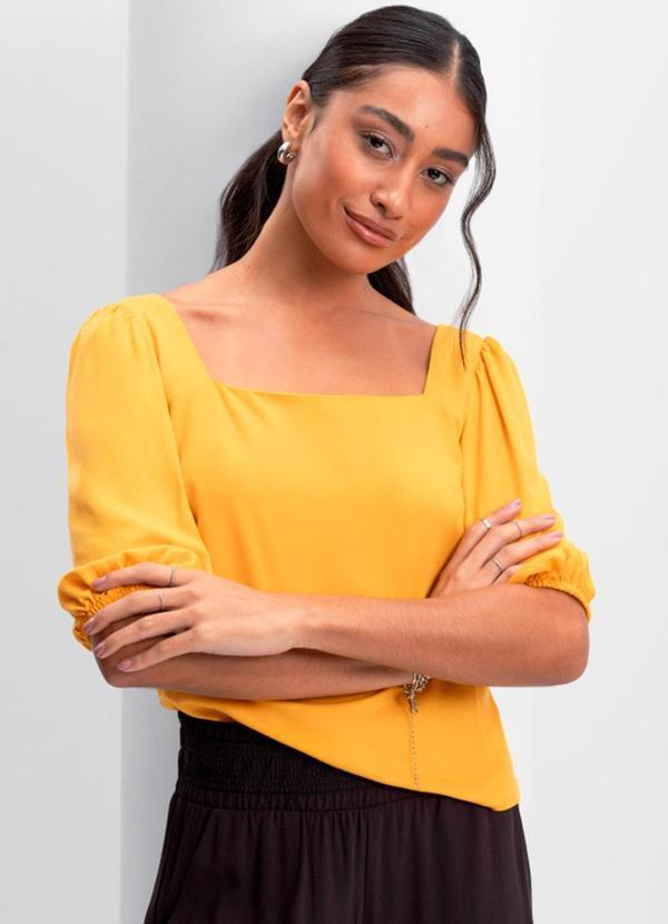 Blusa Feminina com Manga Balonê Amarelo
