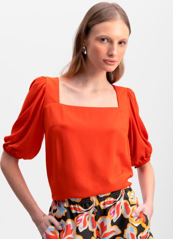 Blusa Feminina com Manga Balonê Laranja