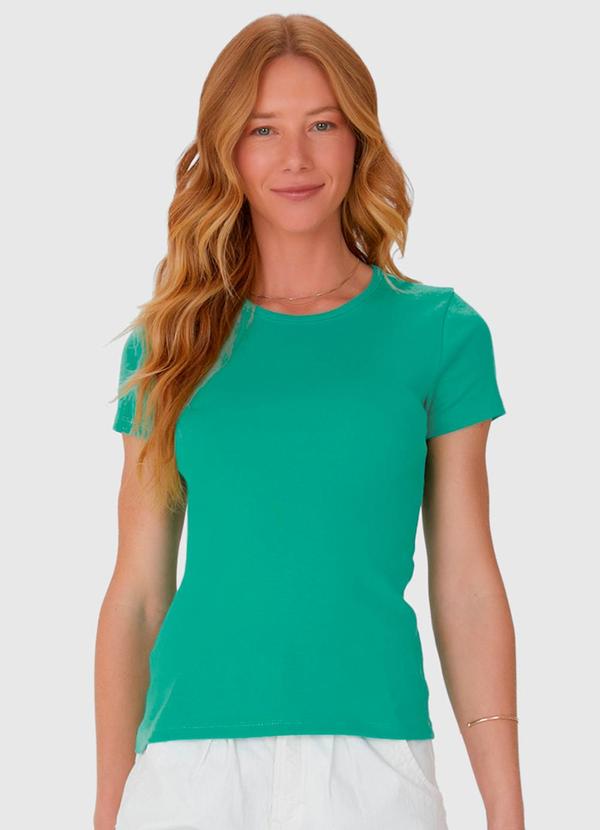 Vista 2 Blusa Feminina com Manga Curta em Algodão Verde Malwee Malwee