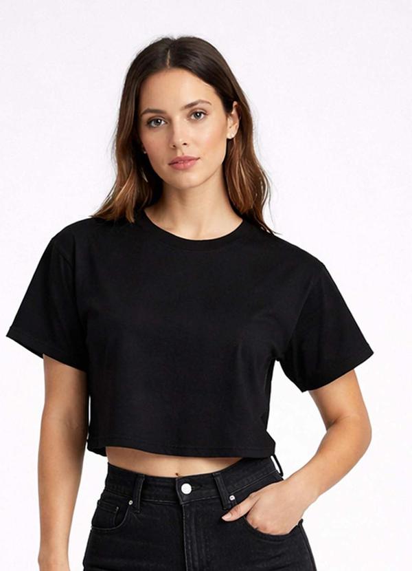 Blusa Feminina com Manga Deslocada Preto