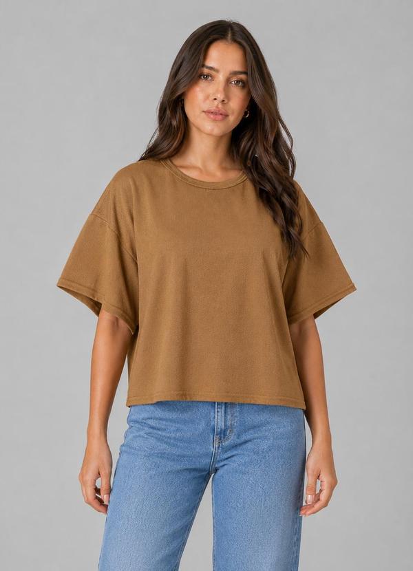 Blusa Feminina com Manga Franzida Marrom
