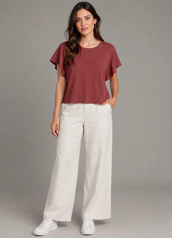 Blusa Feminina com Manga Franzida Vermelho