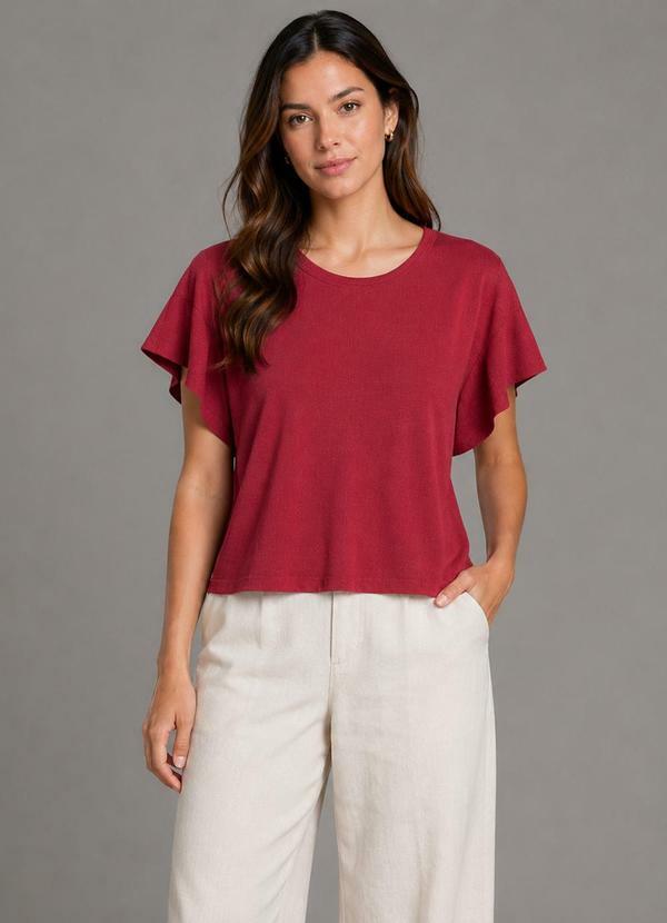 Blusa Feminina com Manga Franzida Vermelho