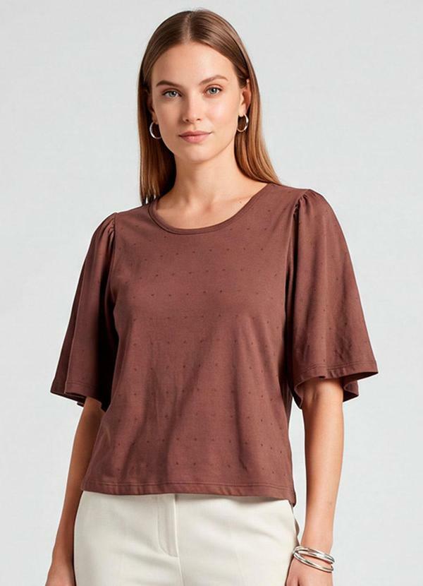 Blusa Feminina com Manga Godê Marrom