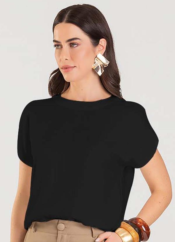 Blusa Feminina com Recorte Manga Preto