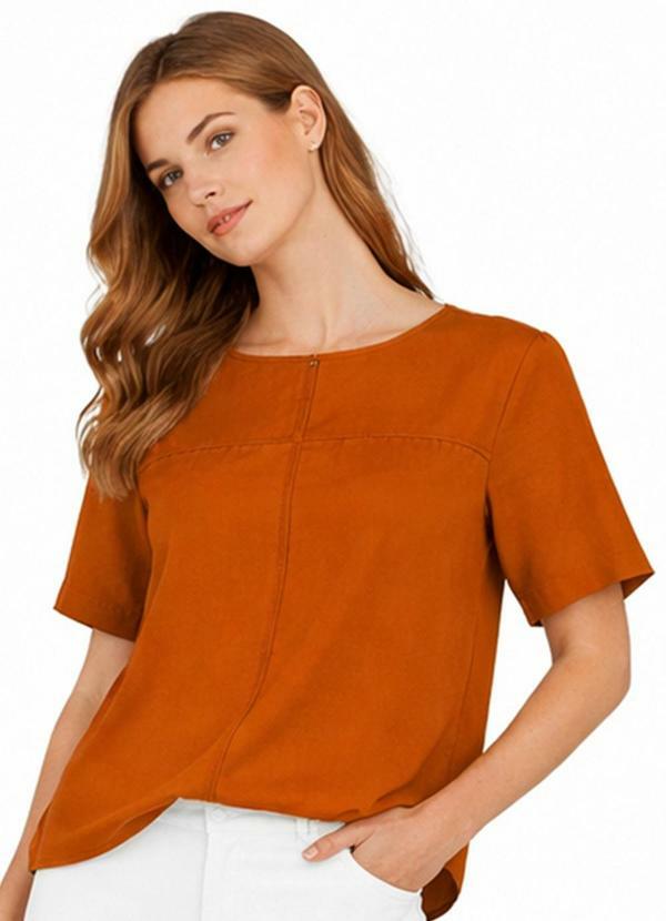 Blusa Feminina com Recortes Frontais Marrom