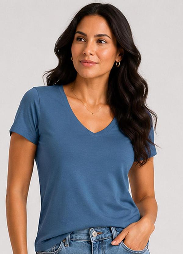 Blusa Feminina Cotton 30 Básica Azul